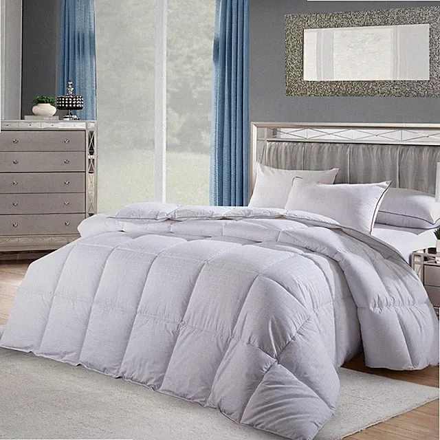100% Cotton Dobby Striped White 300 Thread Count Down Alternative Comforter