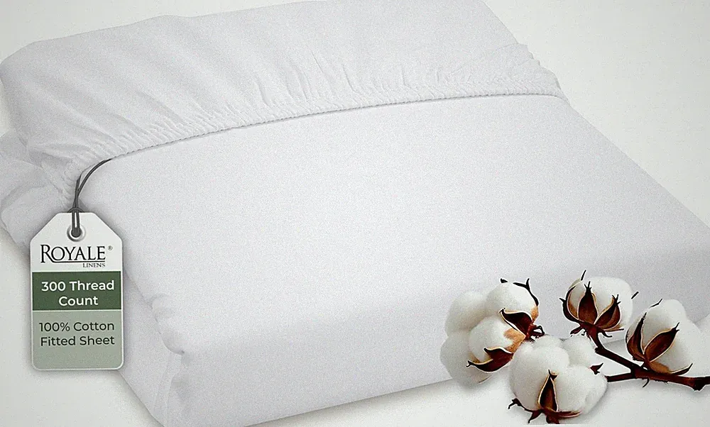 300 Thread Count 100% Long Staple Combed Cotton Fitted Sheet Full - Super Sof...