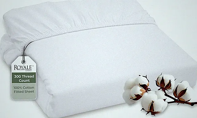 300 Thread Count 100% Long Staple Combed Cotton Fitted Sheet King - Super Soft D