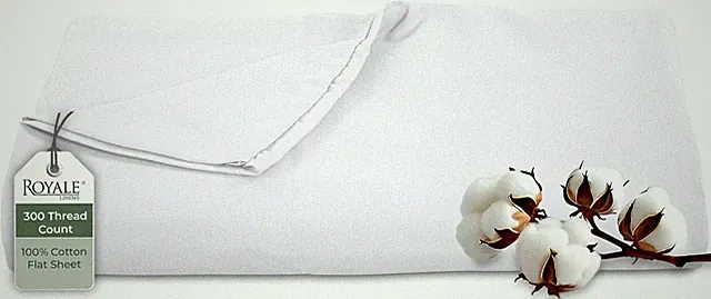 300 Thread Count 100% Long Staple Combed Cotton Flat Sheet - Super Soft - Top Sh