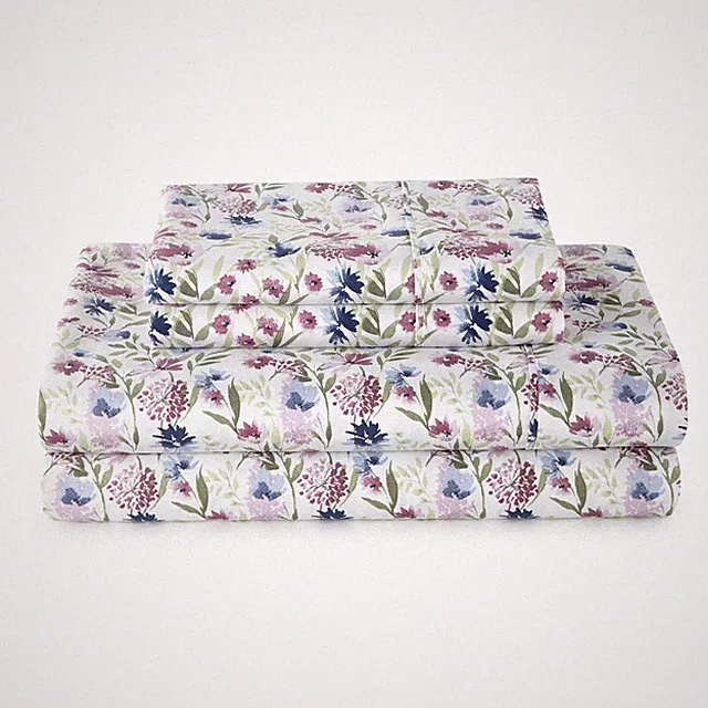 4-Piece 300 Thread Count Bashful Blooms Cool Cotton Sateen Bed Sheet Set, Queen