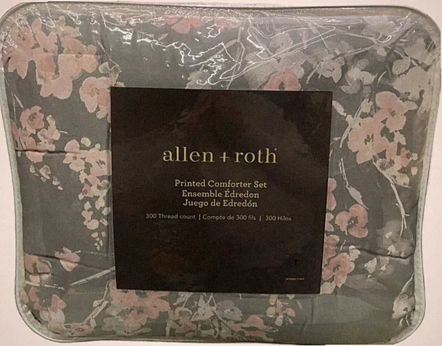 Allen + Roth Printed Comforter Set 300 Thread Count Size Twin Blossoming Branch