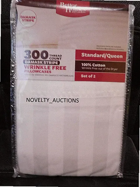 Better Homes 300 Thread Count Wrinkle Free Damask Stripe Pillow cases white