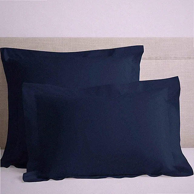 Company Cotton Navy Solid 300-Thread Count Cotton Percale Euro Sham