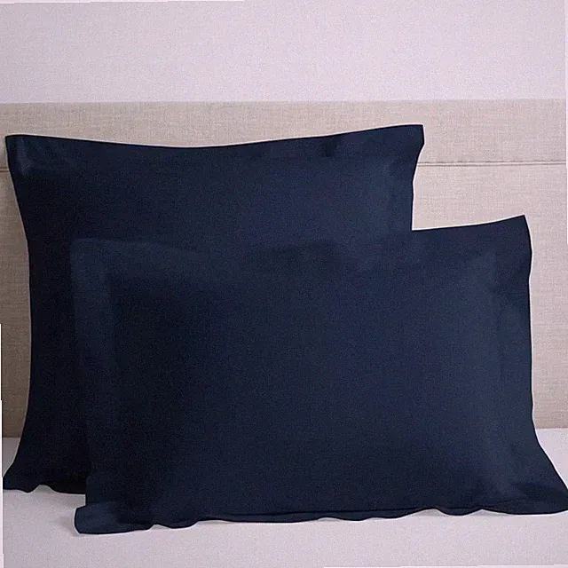 Company Cotton Navy Solid 300-Thread Count Cotton Percale Standard Sham