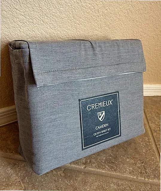Cremieux Queen Sheet Set 300 Thread Count Gray Chambray $99 Cotton Lyocell NIP