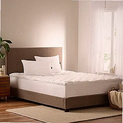 Down Illusion Soft Hypoallergenic 2 inch Pillowtop Simple Fit Queen White