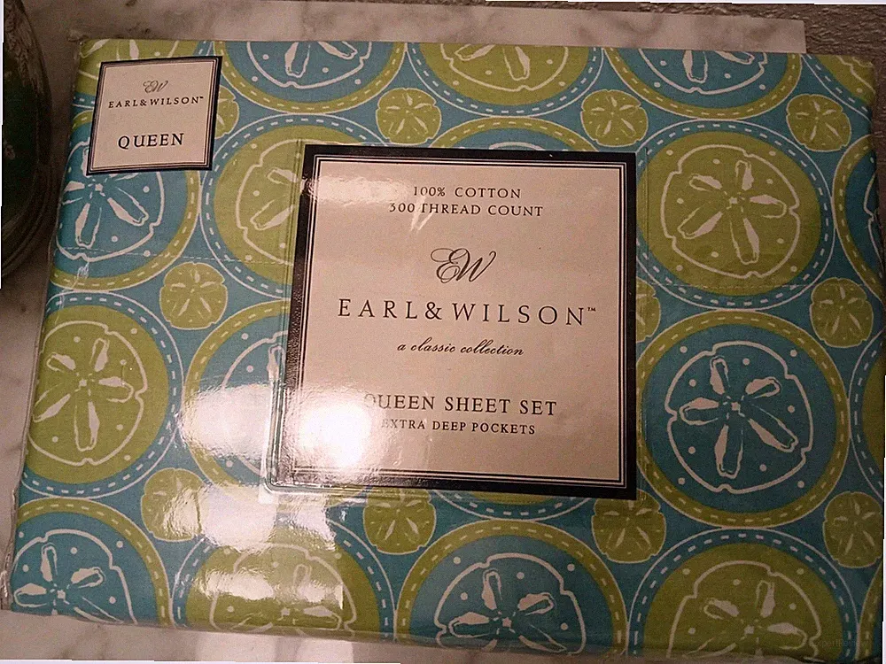 Earl & Wilson 100% Cotton 300 Thread Count QUEEN Sheet Set