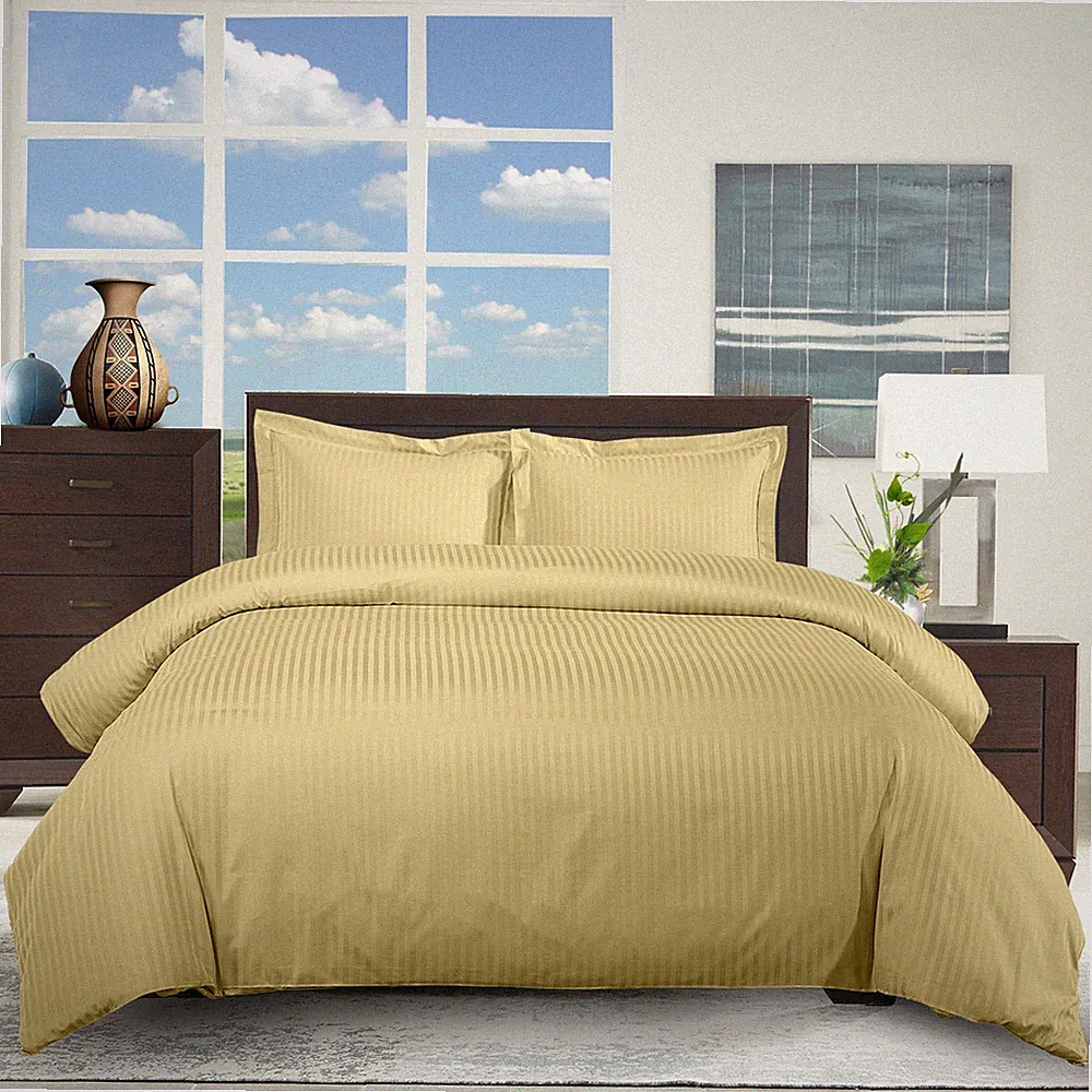 Full/Queen 100% Cotton 300 Thread Count Striped Sateen Weave Duvet Cover Sets