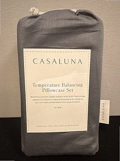 King 300 Thread Count Temperature Balancing Solid Pillowcase Set Metal Gray