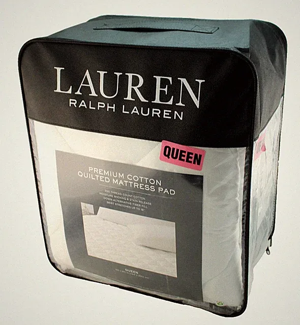 LAUREN Ralph Lauren Queen Size 300 TC Cotton Quilted Mattress Pad Fits up to 18"