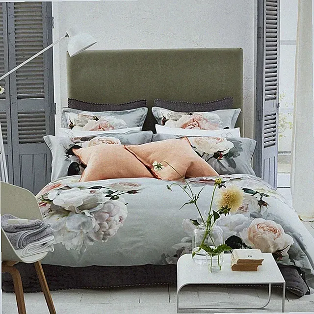 Peonia Grande Zinc Duvet Cover 300 Thread Count