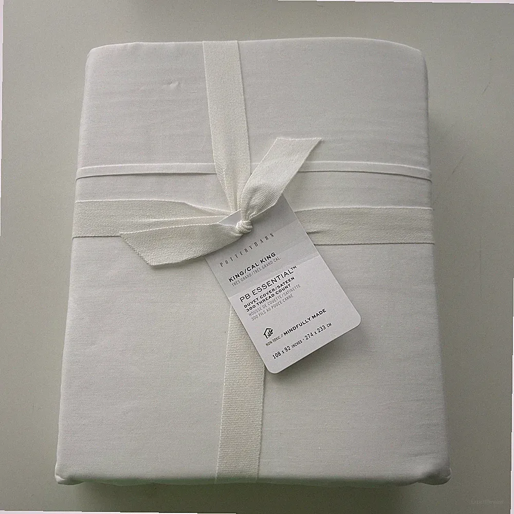 Pottery Barn King Cal King Essential Sateen Duvet Cover 300 Thread Count New