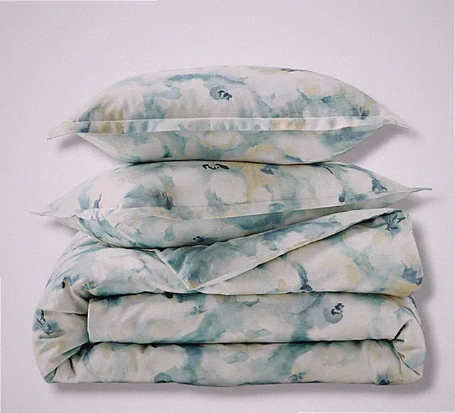Sky Green Inky Floral 300 Thread Count Comforter Cover Set, Full/Queen.