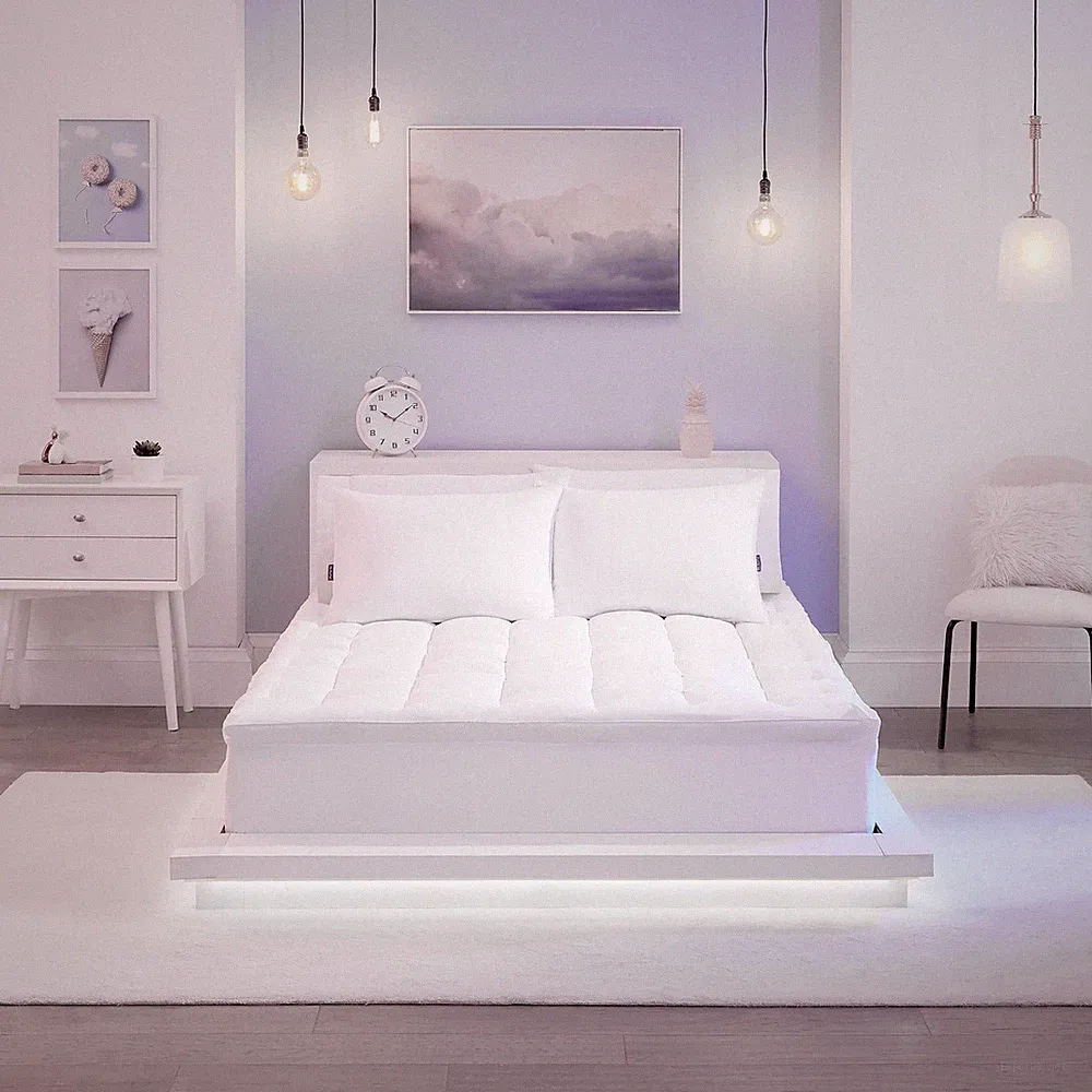 So Fluffy! Fitted Mattress Topper, 300 Thread Count Super Soft Pillow Top wit...