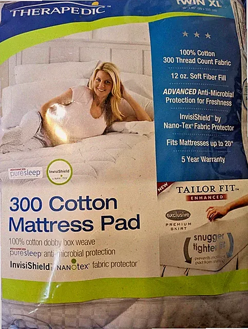 Therapedic Anti-microbial, InvisiShield Twin XL Mattress Pad 300 Cotton NEW