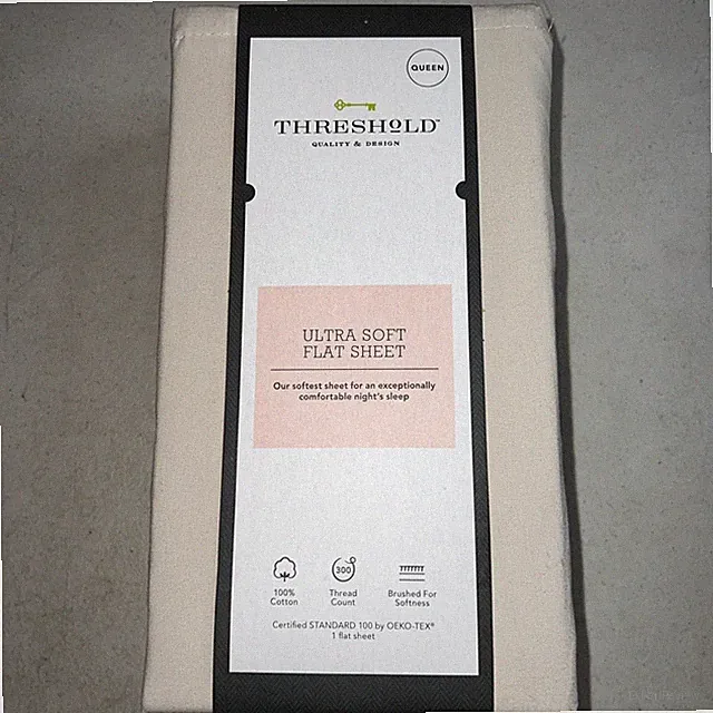 Threshold 300 Thread Count Ultra Soft Queen Flat Sheet 104x94 Cotton True Khaki