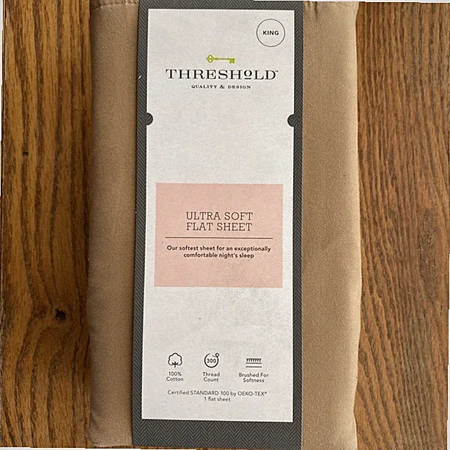 Threshold Ultra Soft King Flat Sheet - 100% Cotton - 300 Thread Count - Brown